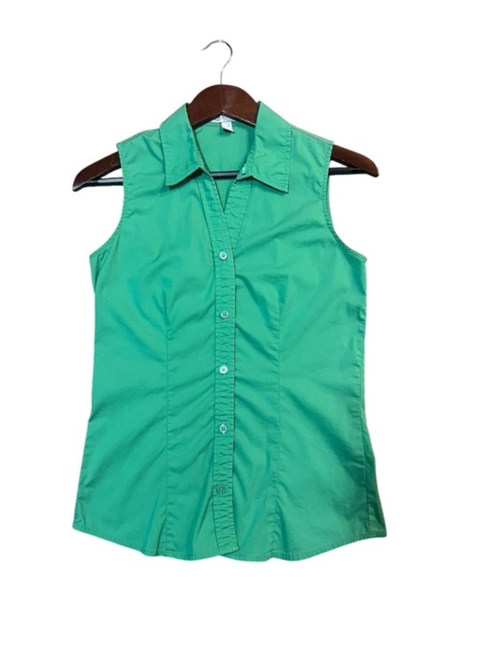 Old Navy Women’s Sleeveless Cotton Pleated Button- Top in Green Size XS/T